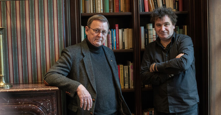 Bodo Ramelow (geb. 1956), deutscher Politiker  und Sascha-Ilko Kowalczuk (geb.1967), Historiker, Erfurt, 21.11.2024